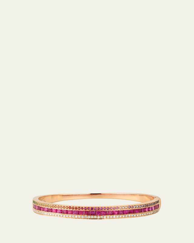 The Union Radiant Ruby Bracelet in 18K Rose Gold with Sapphires